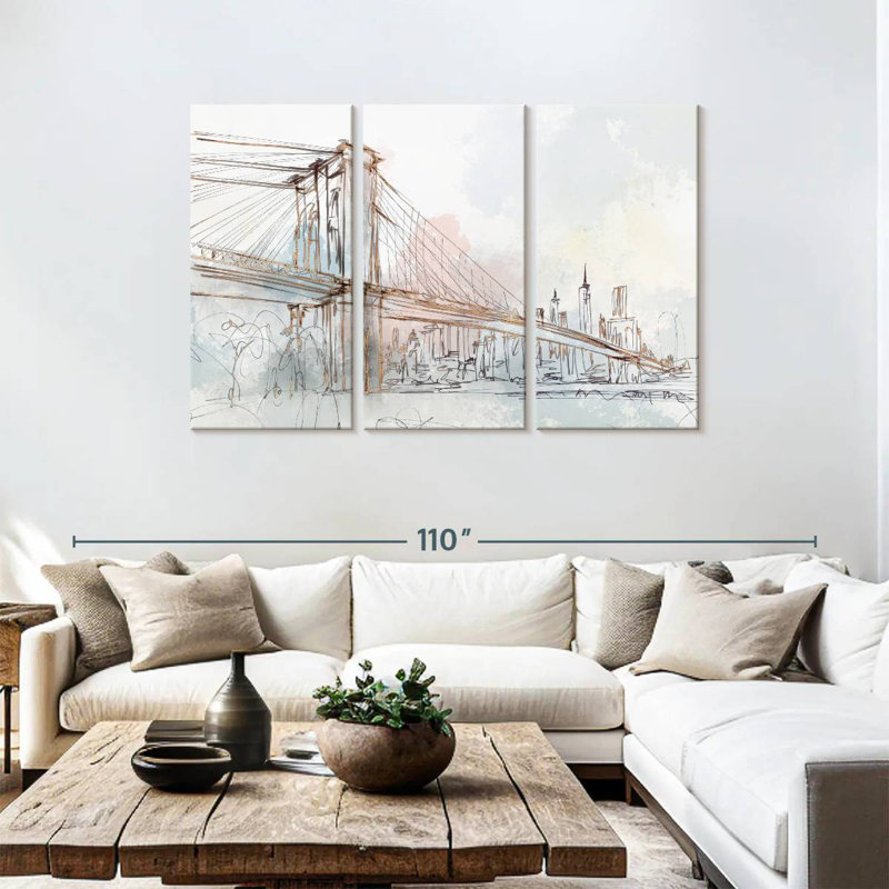 Lilie rougissant au pont de Brooklyn, H 48 po x l 74 po