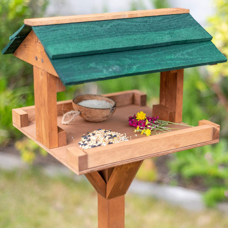 Annais Wood Freestanding Hopper Bird Feeder