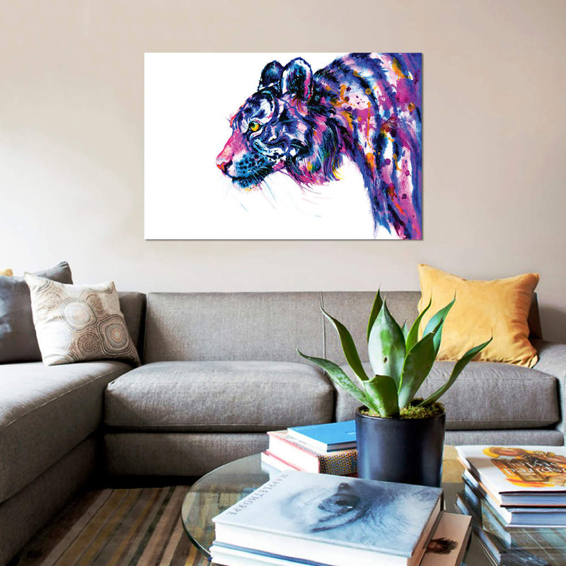 " Tiger Glance " by Zaira Dzhaubaeva, 8" H x 12" W x 0.75" D, No Mat, Wrapped Canvas