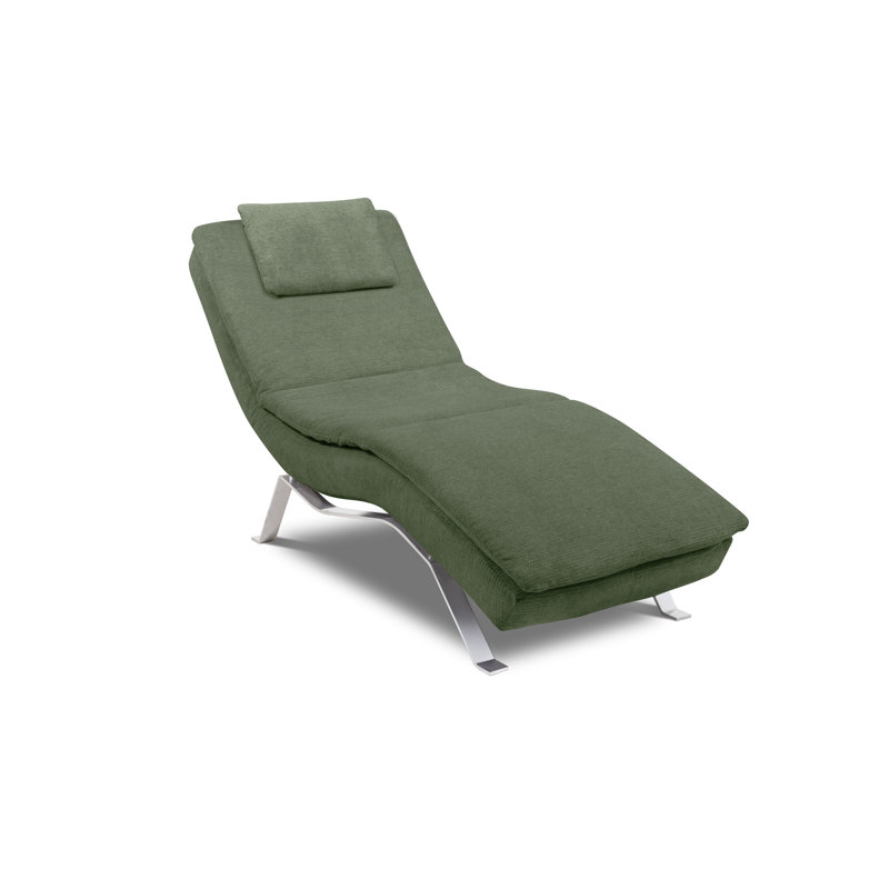 St Ives Woven Fabric Adjustable Backrest Indoor Chaise Lounge with Cushion, Green