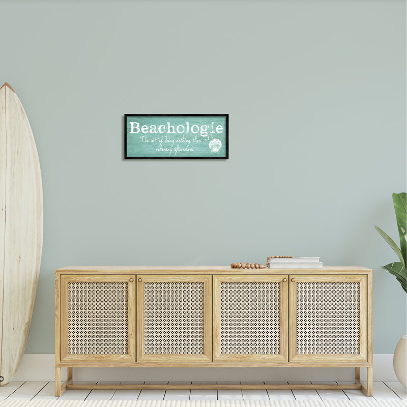 Enseigne patinée Beachologie, Giclée encadrée noir minuit, H 10 po x l 24 po x P 1,5 po