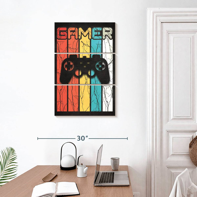 Kema Color Stripes Gamer Wall Sign, 32'' H x 20'' W