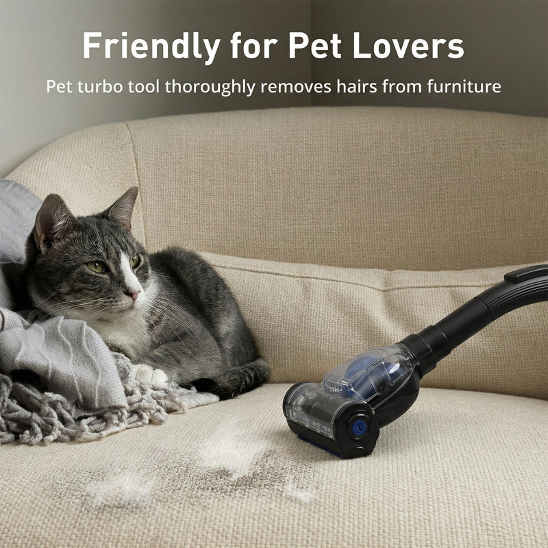Paris-Rhône 1700W Canister Vacuum Cleaner, 32Kpa Bagless Vacuum Cleaner, Multi-Cyclonic Filtration, 2 Anti-Allergen Hepa Filters, 3.5Qt Dust Cup, 4 Tools, Corded Vacuum For Hard Floor, Pet Hair, Navy Blue