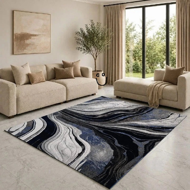 Abstract Flokati, Blue, Rectangle 160 x 230 cm