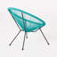 Ensemble de 2 chaises d'extérieur bleu sarcelle en faux rotin (polyéthylène), structure en acier, tissage hamac
