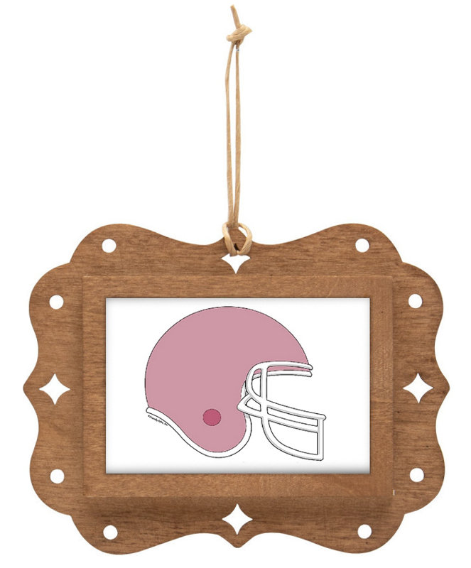 Personalized Football Helmet - Mauve Wooden Key Chain