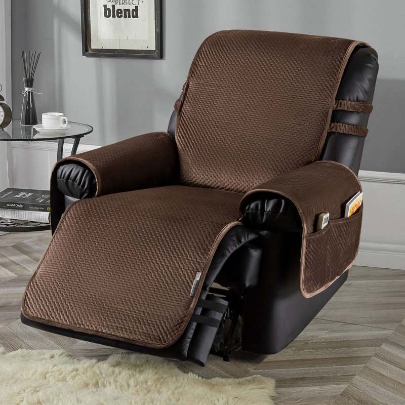 Housse pour fauteuil inclinable à coussins carrés/rectangulaires, H 96 po x l 23 po x P 20 po, Velours chocolat