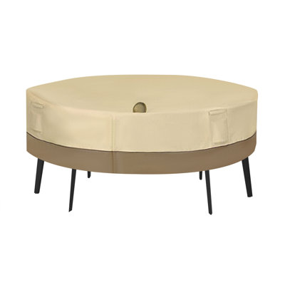 Table Cover Waterproof Round Table And Chair Set Cover Outdoor With Storage Bag (Beige)