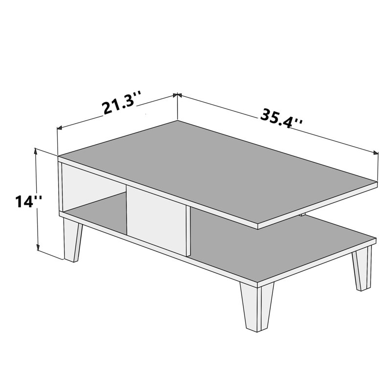Modern Walnut Coffee Table, 35.4 x 13.6 x 23.6 inches | 100% Melamine Coated Particle Board, Thickness: 0.71 inches | Stylish and Functional Design for Living Room, Elegant Novelty Coffee Table