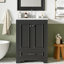 Meuble-lavabo moderne 24 po avec lavabo en céramique - armoire autoportante noire, rangement spacieux, portes à fermeture douce, style armoire à poignées argentées, poignée polyvalente, construction robuste-1137177978