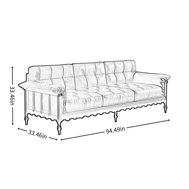 Retro Solid Wood Straight Sofa, Dark Coffee