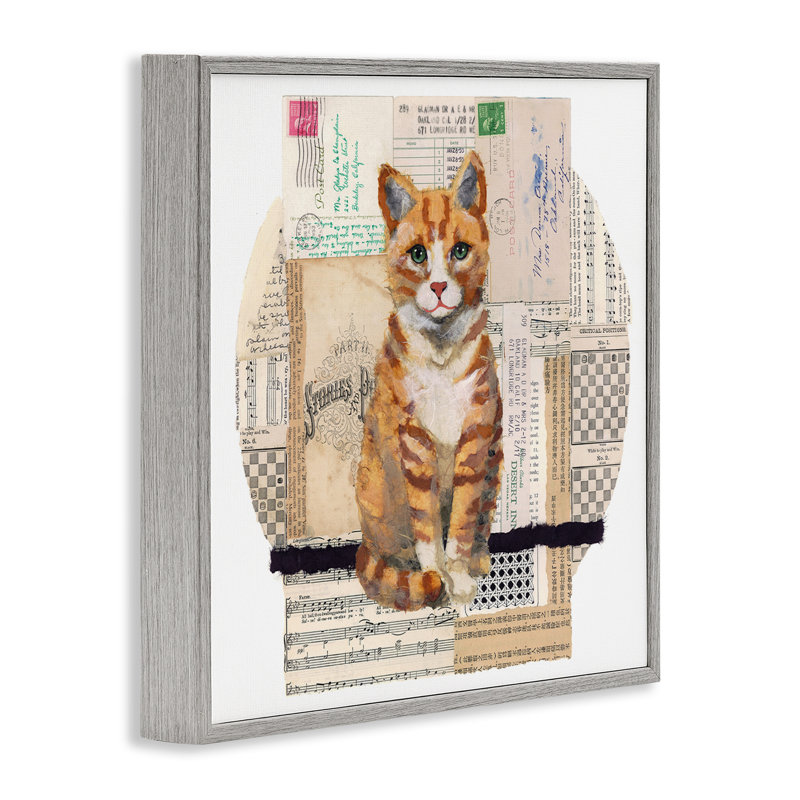 «Orange Cat Collage», art de la giclée encadrée par Nancy Overton, Estampe numérique Farmhouse, H 24 po x l 24 po
