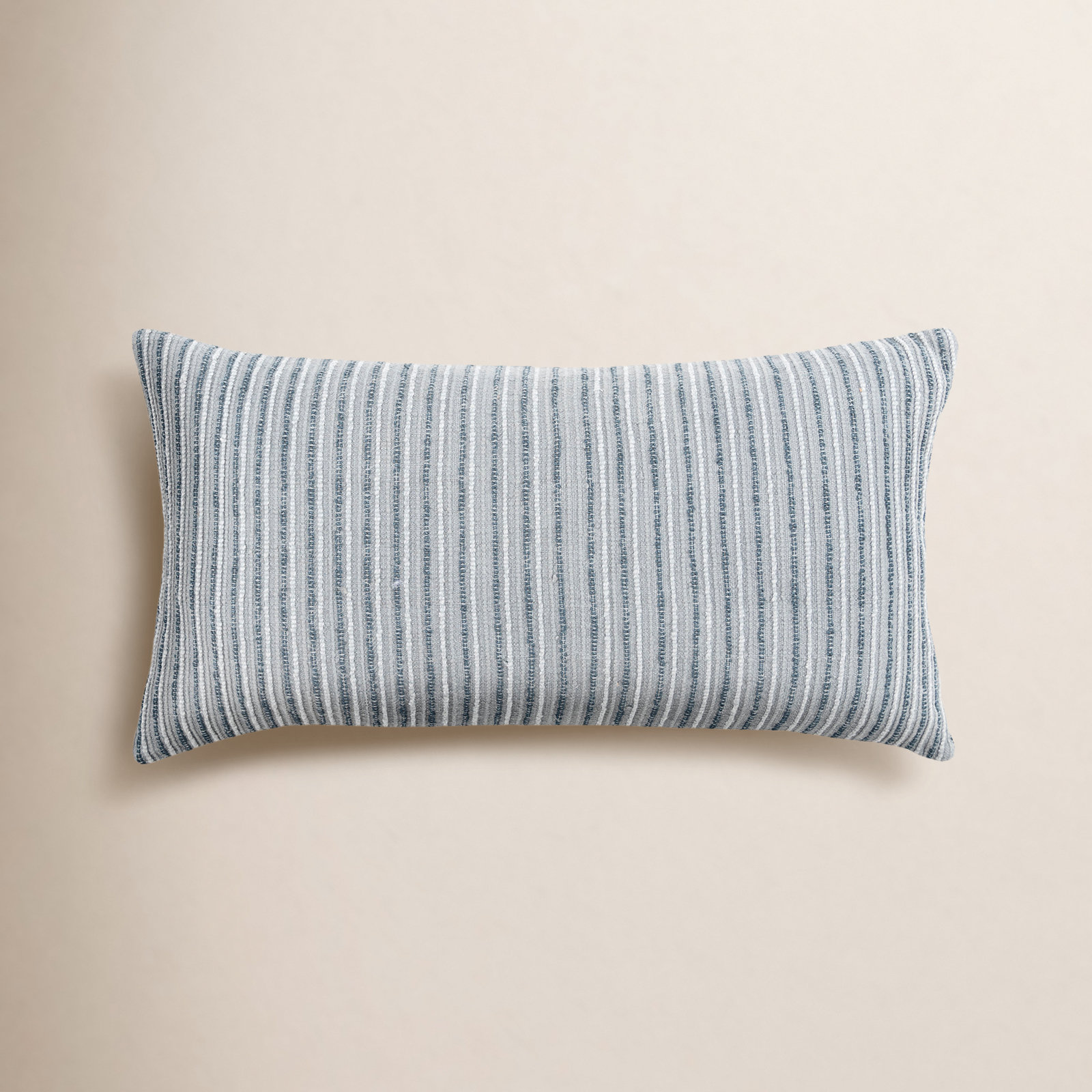 Leifsson Striped Cotton Lumbar Throw Pillow, Light Blue
