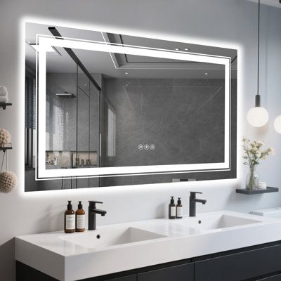 Miroir de salle de bain 40 po x 24 po à DEL sans cadre, miroir intelligent