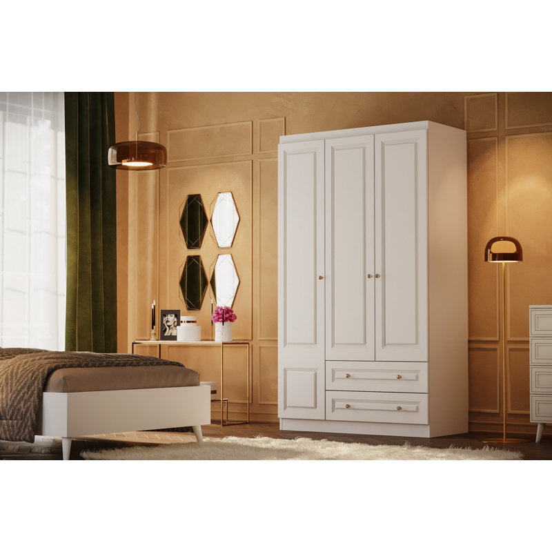 Berend 3 Door Manufactured Wood Wardrobe, 189cm H x 54cm W x 30cm D