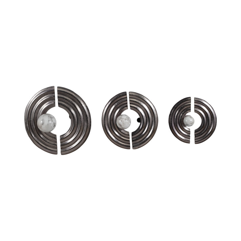 Ensemble de 3 décorations murales Cosentino 12 et 15 et 18 po, H 4 po x l 18 po x P 16 po, Argent argent