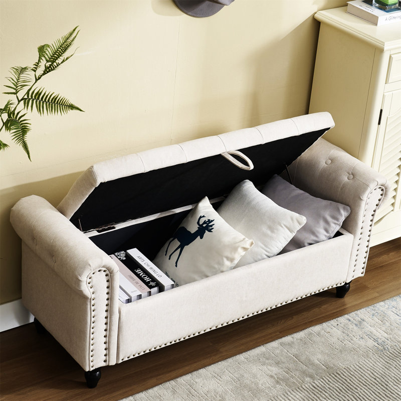 Repose-pieds avec rangement Coolmore 55,25 pouces, Chameau