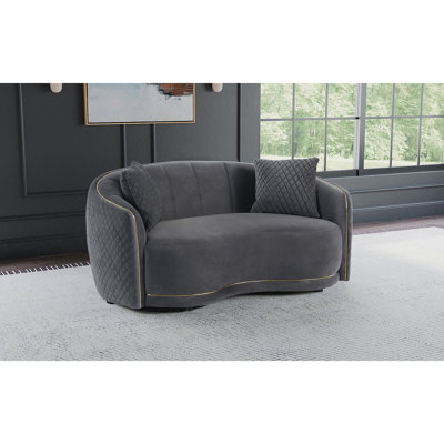 Lorraine Dark Grey Upholstered Curved Loveseat