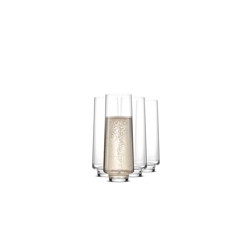 Sidney 9oz Stemless Flute, Set of 4, Clear