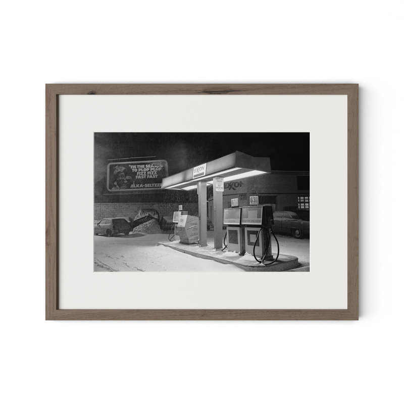 Blizzard Of 1978 Print by Barbara Alper, W 24" x H 18", Rustic Walnut