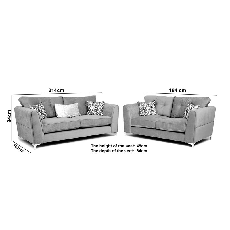 SERENA 3+2 SOFA SET BEIGE, Grey