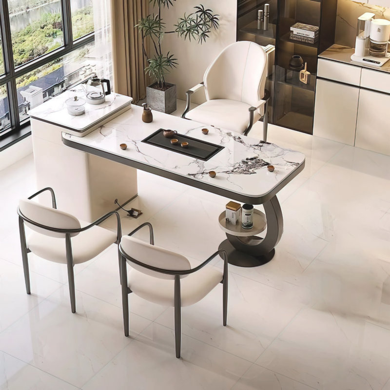 4-Piece Modern Dining Set, 63" Rectangular Table With 3 Upholstered Chairs