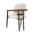 Aleric Modern Curved Wood and Black Metal Upholstered Dining Chair-1191487328
