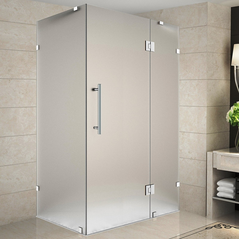 Avalux 48 in. W x 34 in. D x 72 in. H Frameless Shower Enclosure, Frosted Glass, Chrome