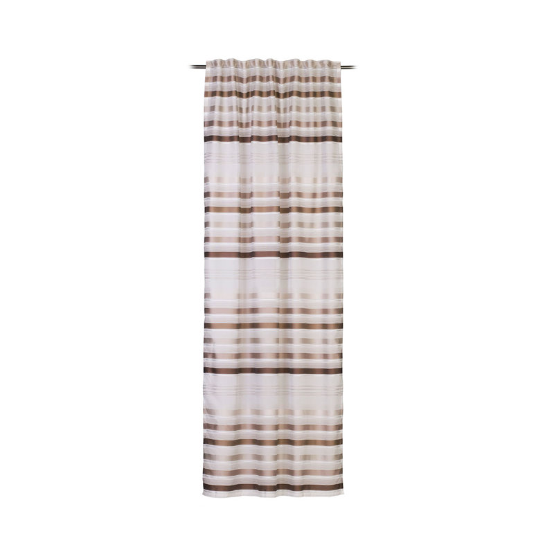 Prange Semi Sheer Curtain, Brown/White