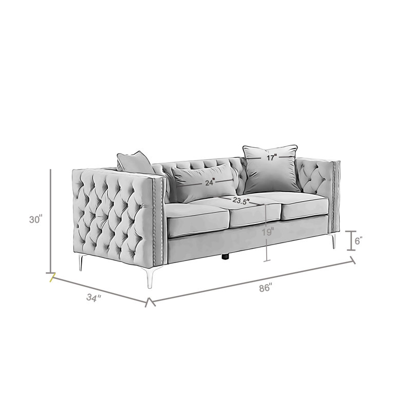 Canapé Chesterfield Marvine, Bleu