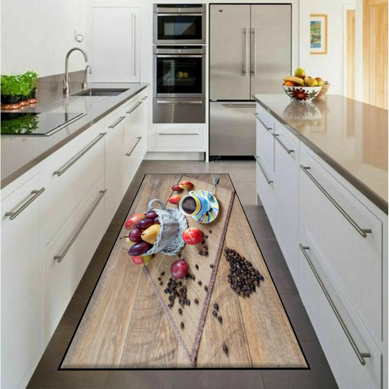 3D Fruit Kitchen Mat – Washable Non-Slip Runner Rug – Door Mat with Rubber Backing – Polypropylene, 50cm W x 70cm L