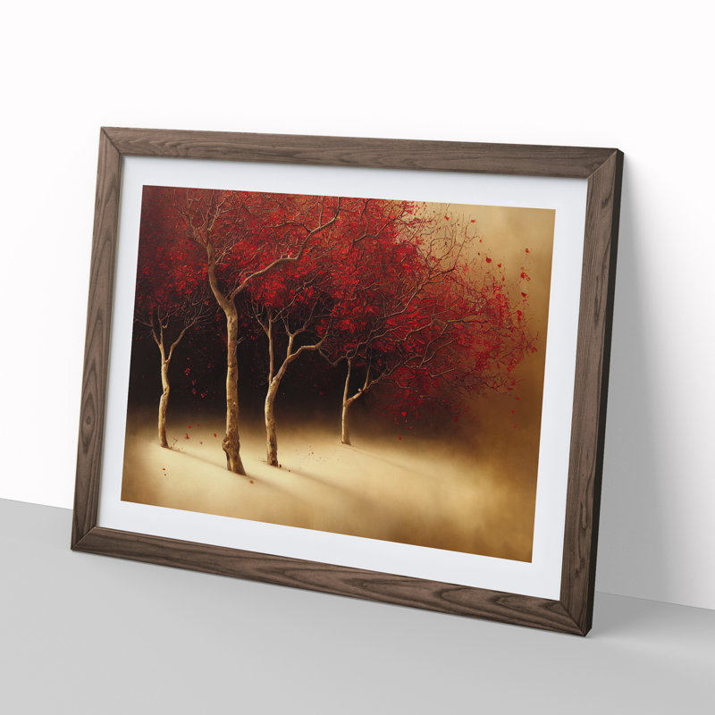 Impactful Trees - Single Picture Frame Print, 46cm H x 64cm W x 2cm D, Walnut