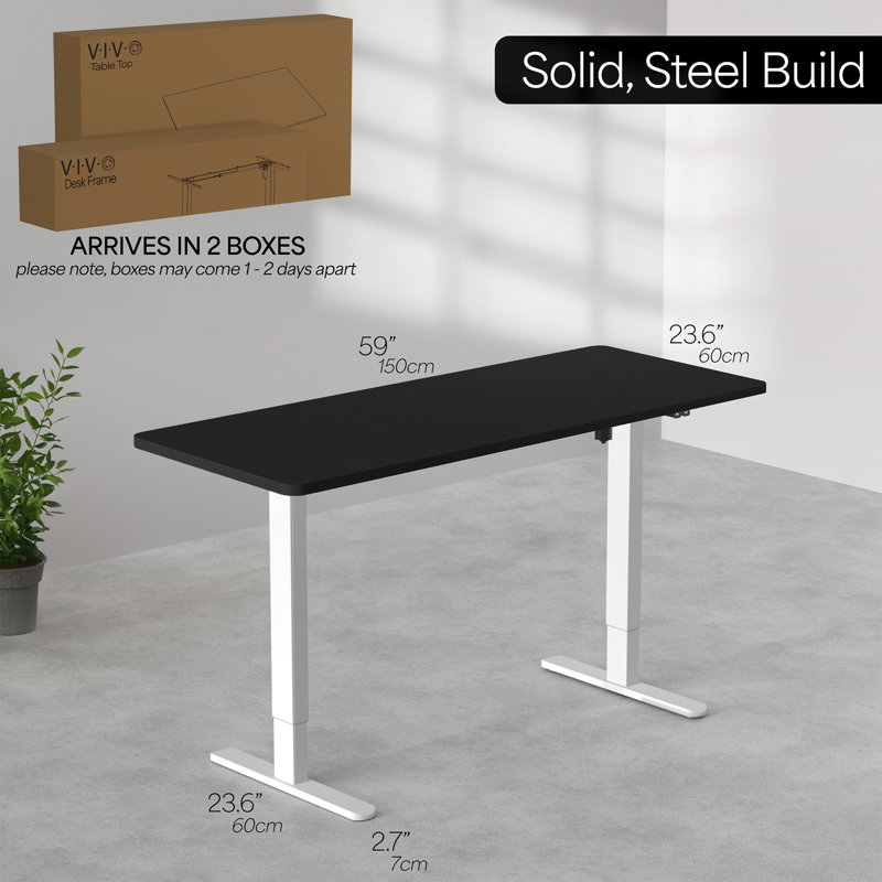 Rustic Vintage Brown & White Electric Adjustable Standing Desk