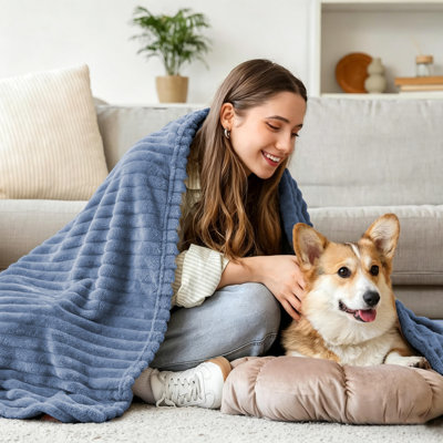 Lightweight Striped—300GSM Soft Fleece Throw Blanket, Decorative & Giftable Striped Blanket For Sofa, Bed, Couch And AC Room.