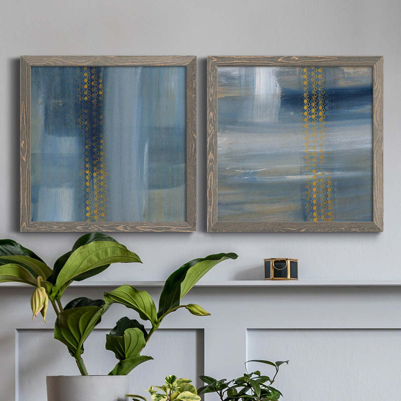 «Touching the Sky I», ensemble de 2 peintures sur toile encadrées, Encadré gris, H 20 po x l 40 po x P 1,5 po