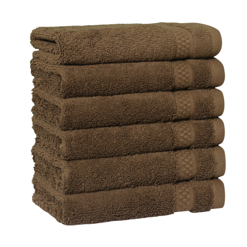 STARLIGHT 100% Turkish Cotton Terrycloth Washcloths, Brown