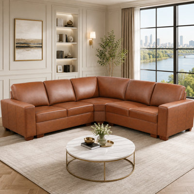 Genuine Cowhide Leather Luxury Living Room Sectional Set