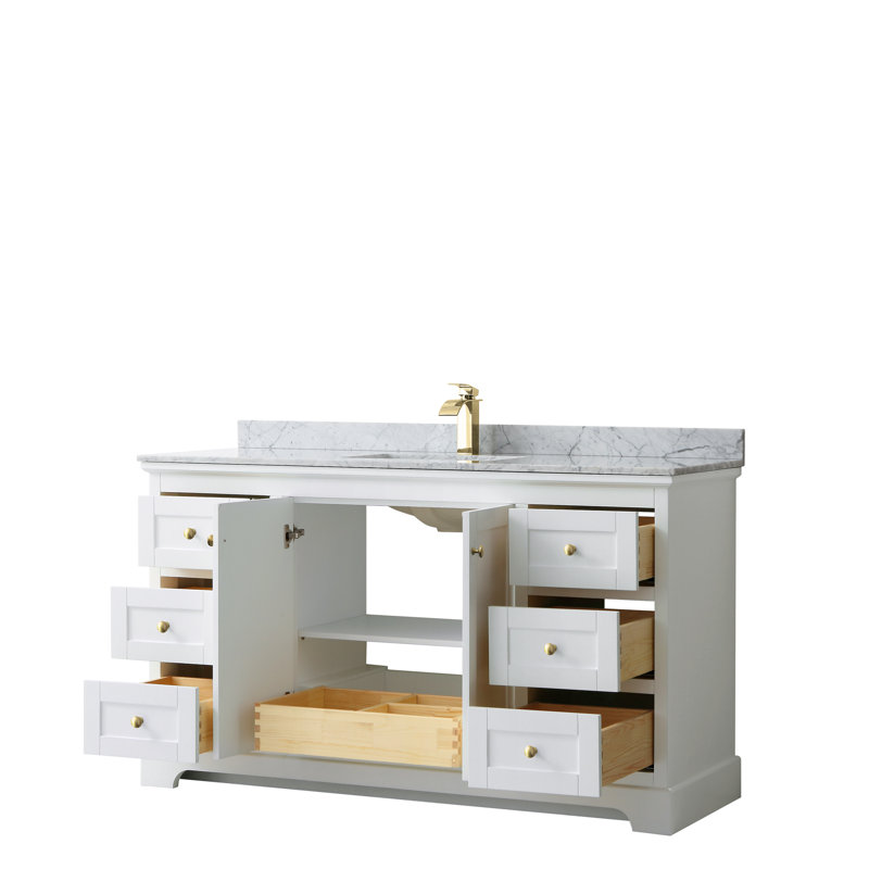 Avery 60'' White Single Bathroom Vanity with Marble Top