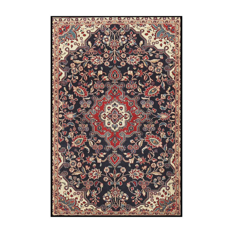Tapis traditionnel rouge / noir Germanos, Rectangle 2 pi x 5 pi
