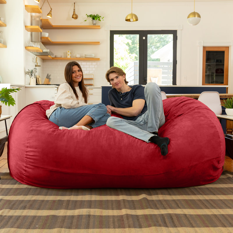 7 Foot Giant Bean Bag Sofa, Cinnabar Microsuede
