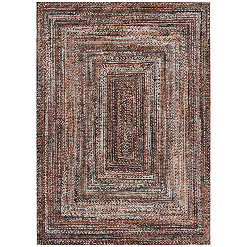 Machine Washable Indoor/Outdoor Xhevrie ACN1725 Terracotta Rug, Rectangle 10' x 14'