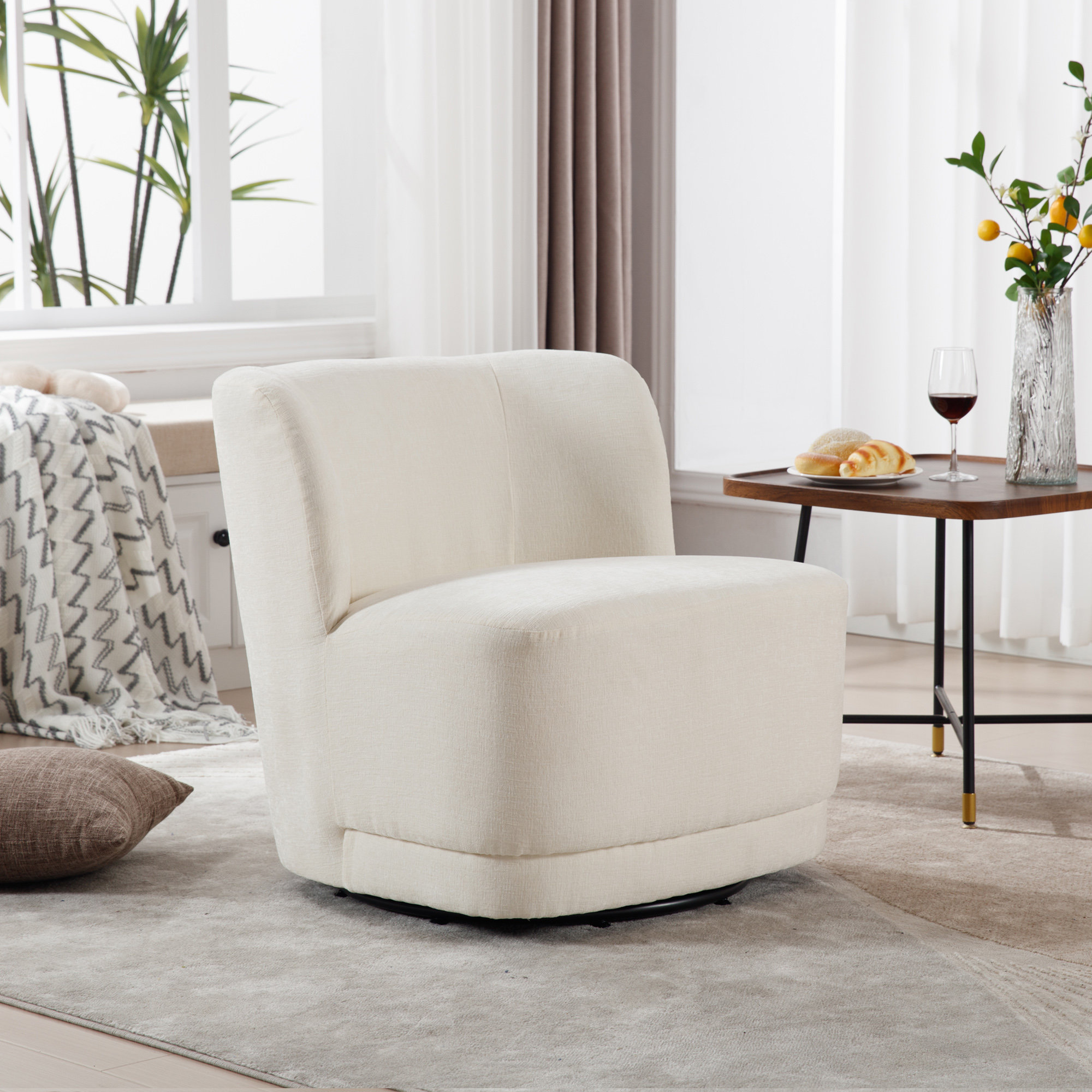 Ivy Bronx Kaiesha Upholstered Swivel Barrel Chair | Wayfair