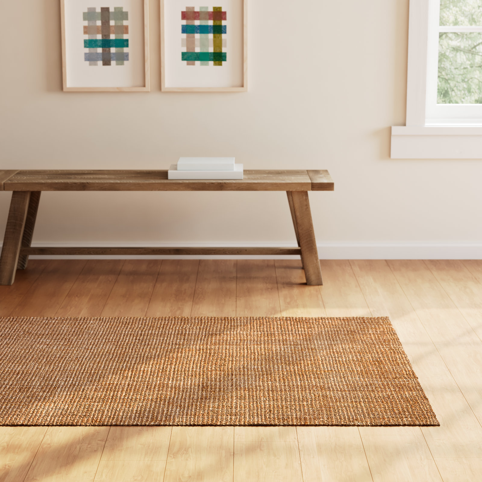 Asta Hand-Loomed Jute Indoor Area Rug in Andes Natural, Rectangle 5' x 8'