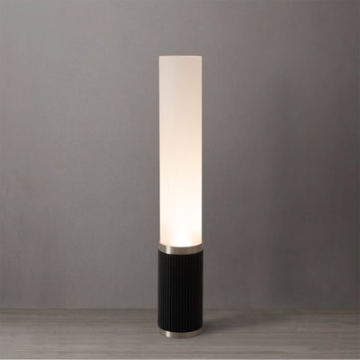 Tambo Cylindro, 29" Accent Table Lamp, Black Oak, Satin Nickel, Frosted Acrylic, Dimmer Switch   
