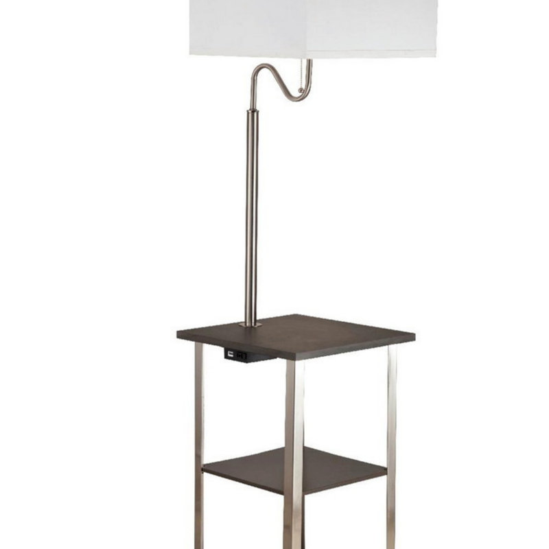 Lampe de table d'appoint carrée 58 "de haut" Dru "avec charge et port USB