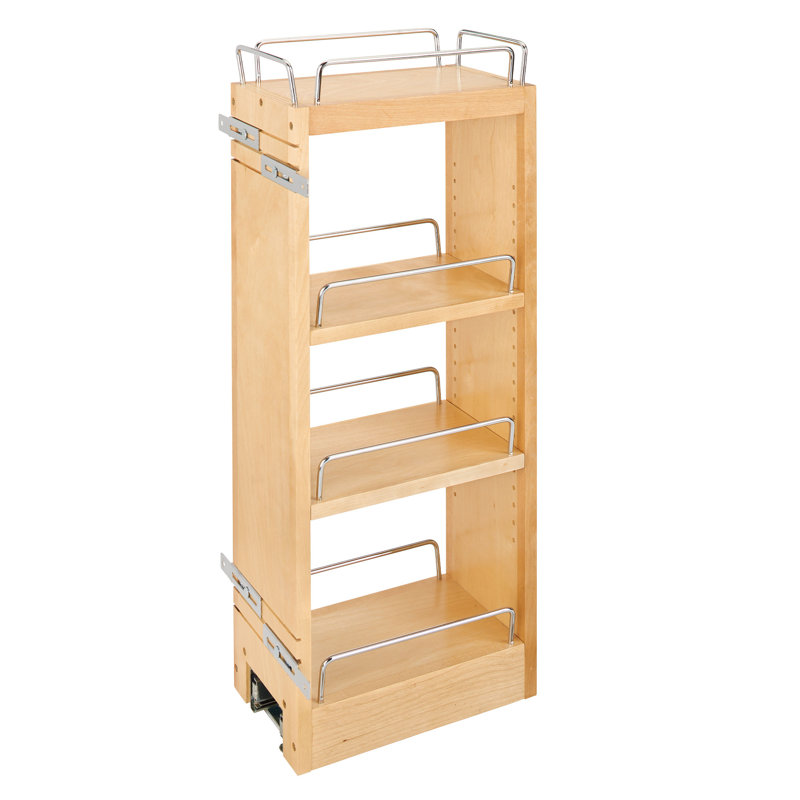 Rev-A-Shelf Wood Wall Pullout Organizer with Ball-Bearing Soft-Close for 30-Inch Height Kitchen Cabinets, 6.5" W