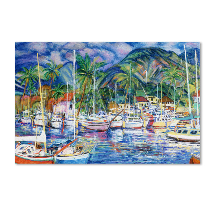 Art mural sur toile tendue - "Lahaina Marina", art mural pour salon, chambre à coucher ou bureau - 30 x 47