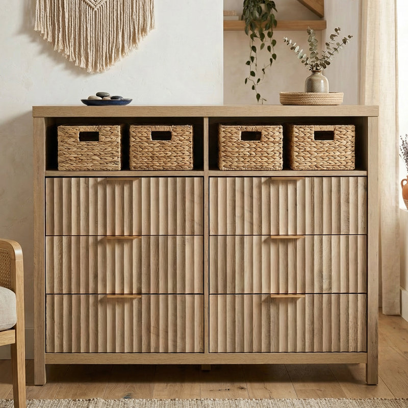 118cm W 6 - Drawer Chest of Drawers, Sand Oak