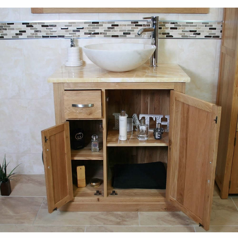 Deherrera 750 mm Freestanding Single Vanity with Vessel Stone Basin