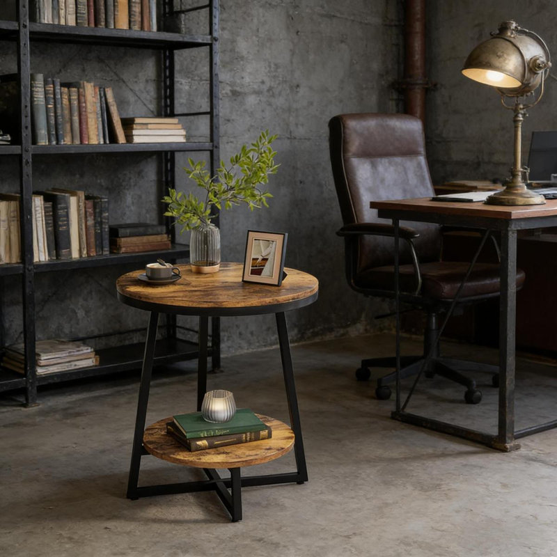 Table d'appoint moderne, table de bout rustique, table basse ronde